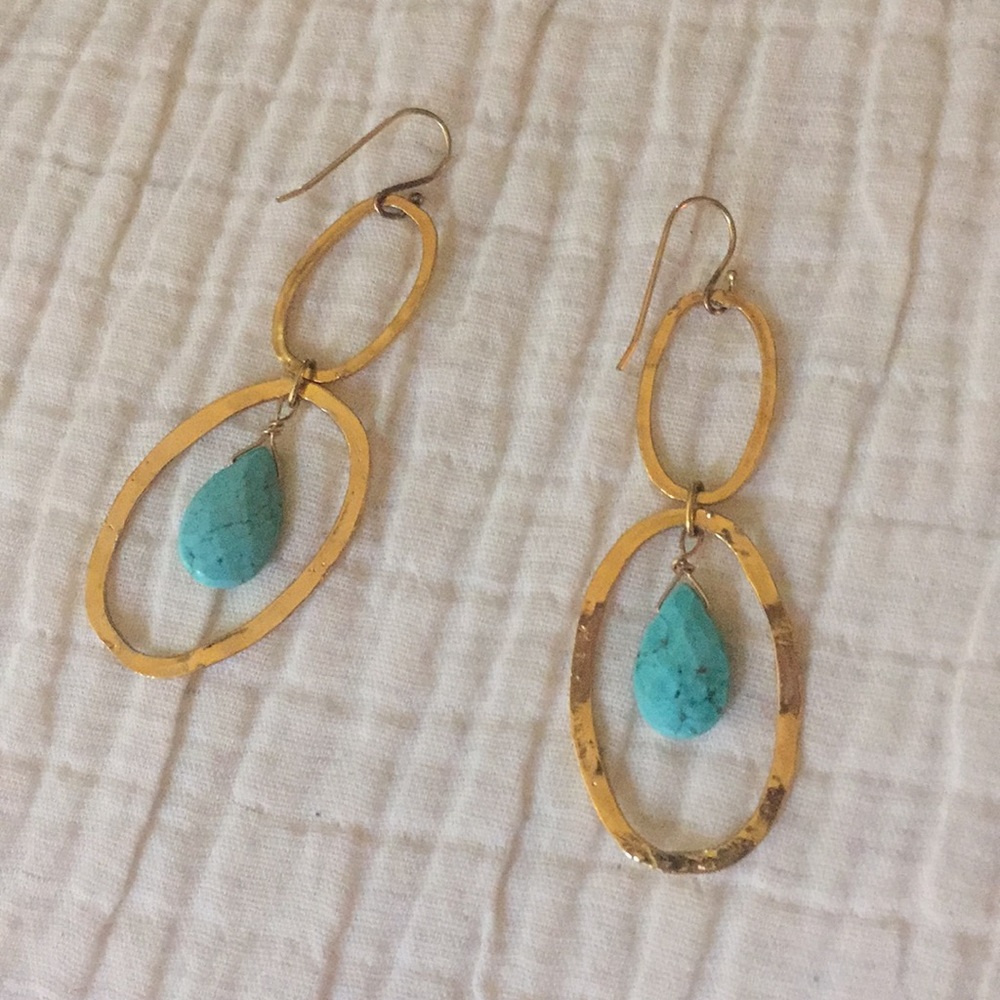 Gold earrings with turquoise